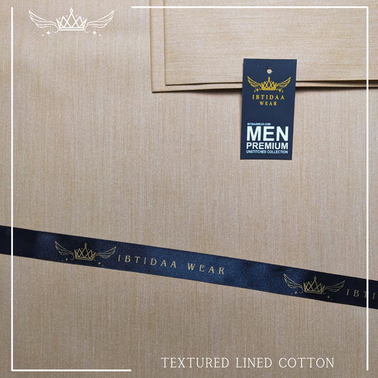 Men Unstitched Premium Textured Lined Cotton - Vanilla