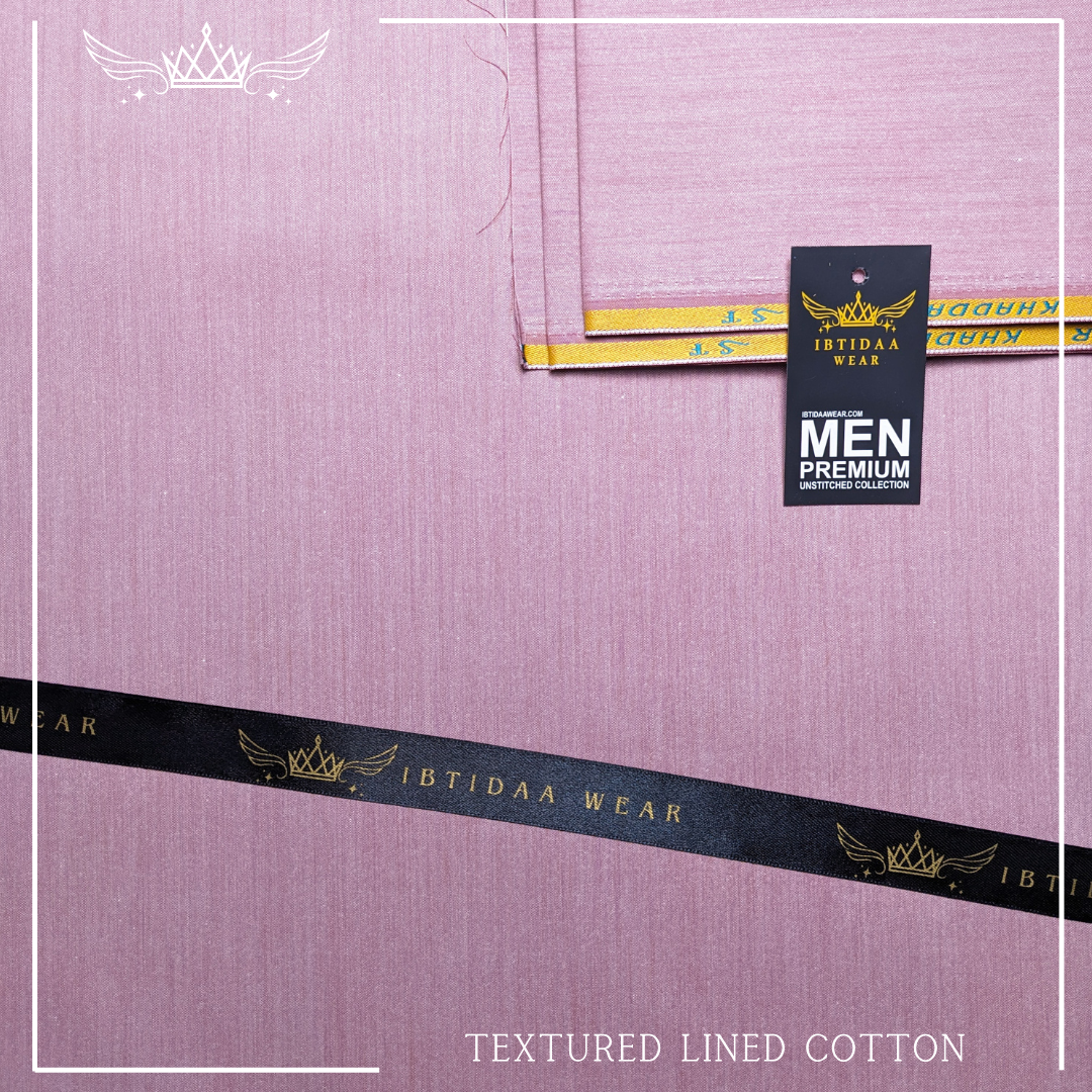 Men Unstitched Premium Textured Lined Cotton - Faded Purple