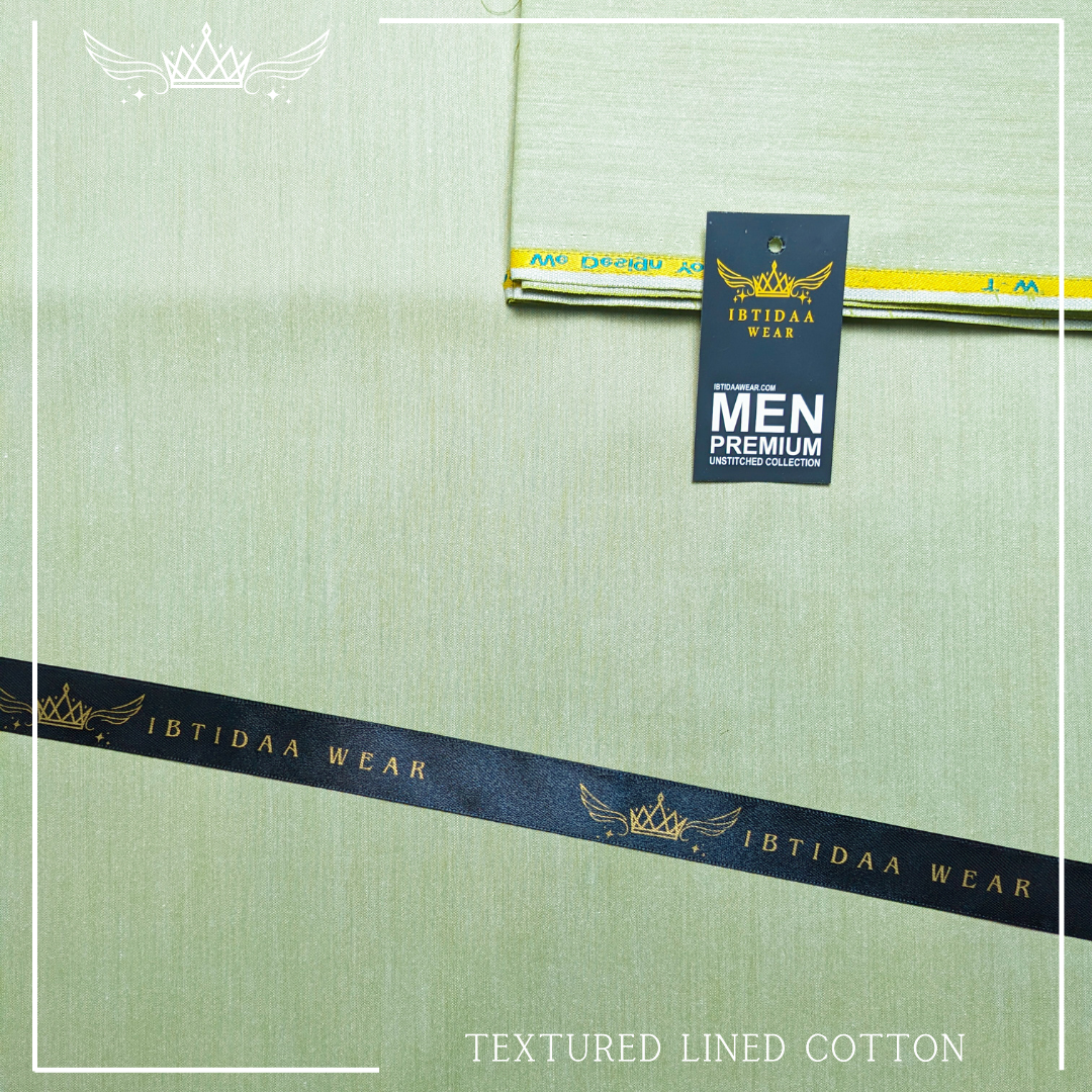 Men Unstitched Premium Textured Lined Cotton - Summer Green