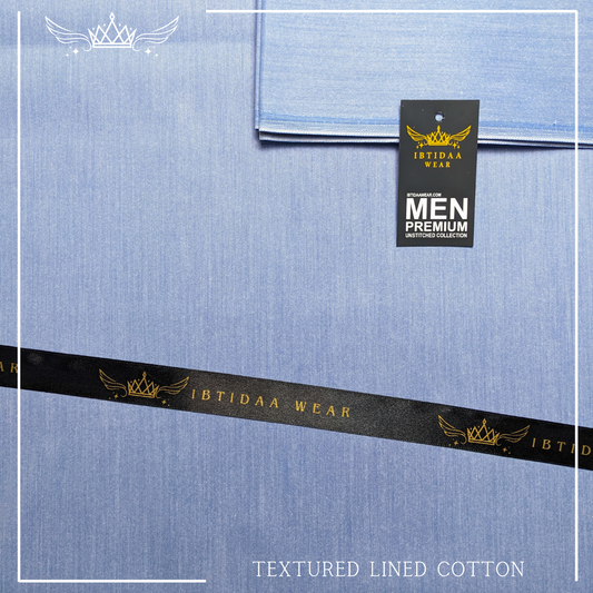 Men Unstitched Premium Textured Lined Cotton - Aqua Blue