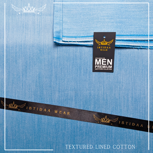 Men Unstitched Premium Textured Lined Cotton - Sky Blue