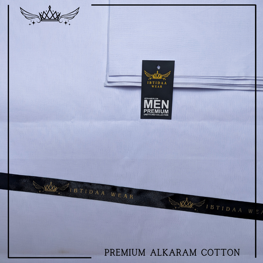 Men Unstitched Premium Alkaram Cotton - Off White