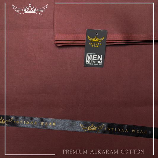 Men Unstitched Premium Alkaram Cotton - Rose Red