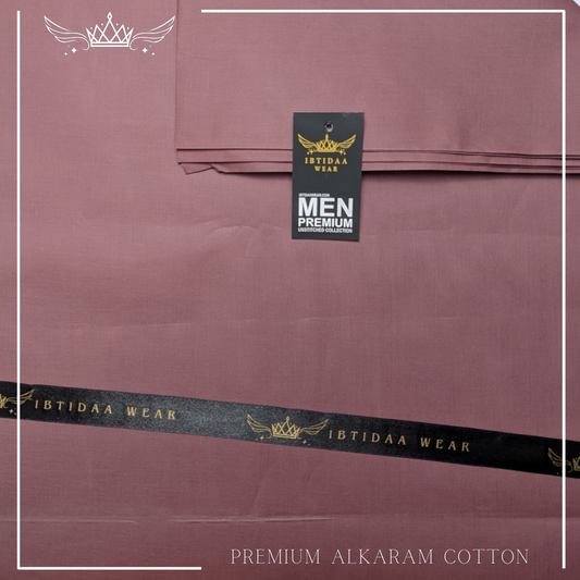 Men Unstitched Premium Alkaram Cotton - Copper Rose