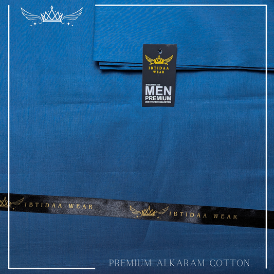 Men Unstitched Premium Alkaram Cotton - Royal Blue