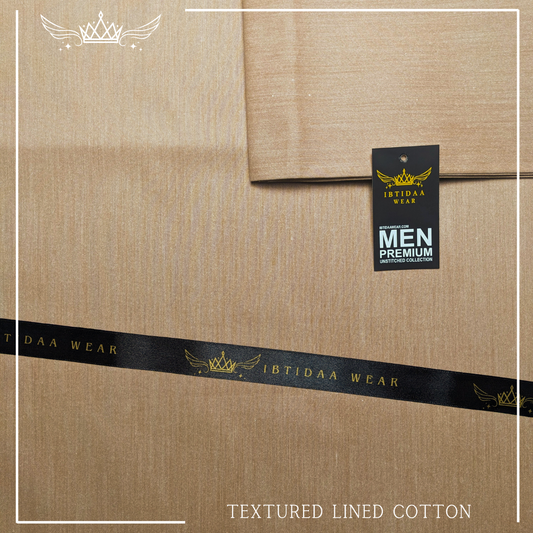 Men Unstitched Premium Textured Lined Cotton - Soft Orange